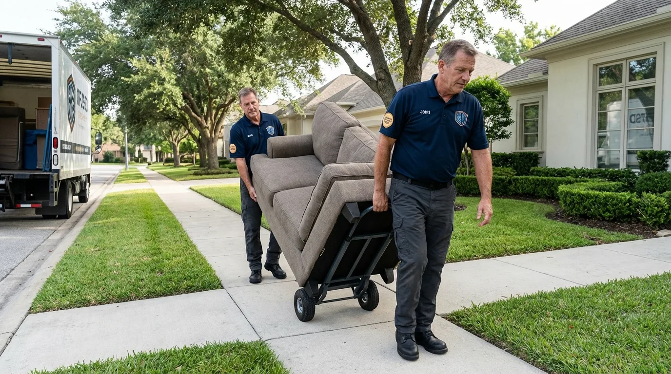 Local residential moving crew loading furniture in Greenville, NH